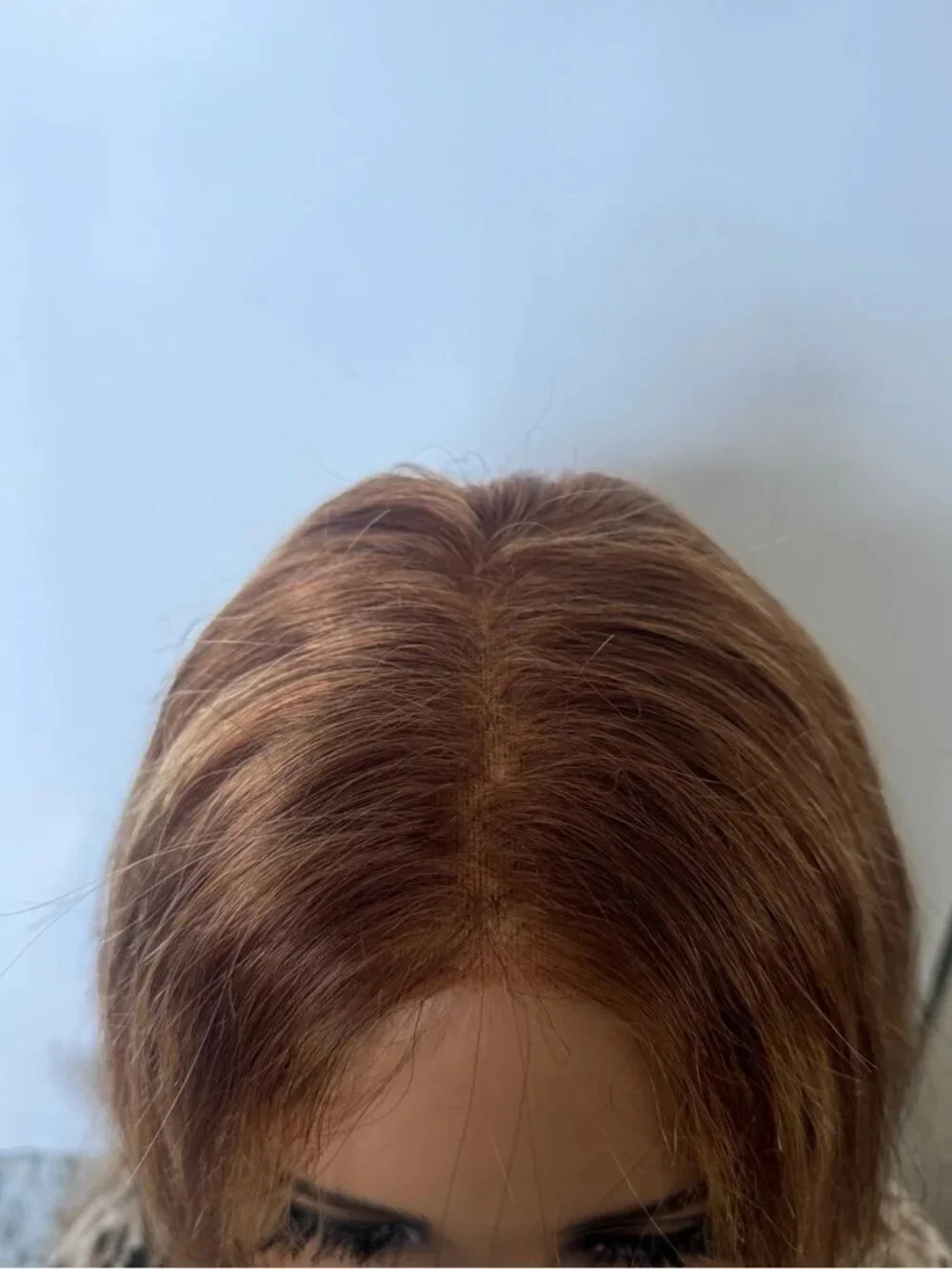 100% Human Hair Lace Front Wig Medium Brown Straight Highlighted Pre-Owned - Picture 6 of 10